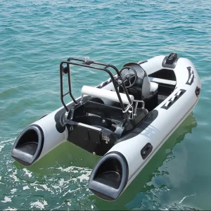 13ft RIB390C Boat Fiberglass Inflatable Rowing Boat With Center Console RIB and Outboard Motor for Fishing