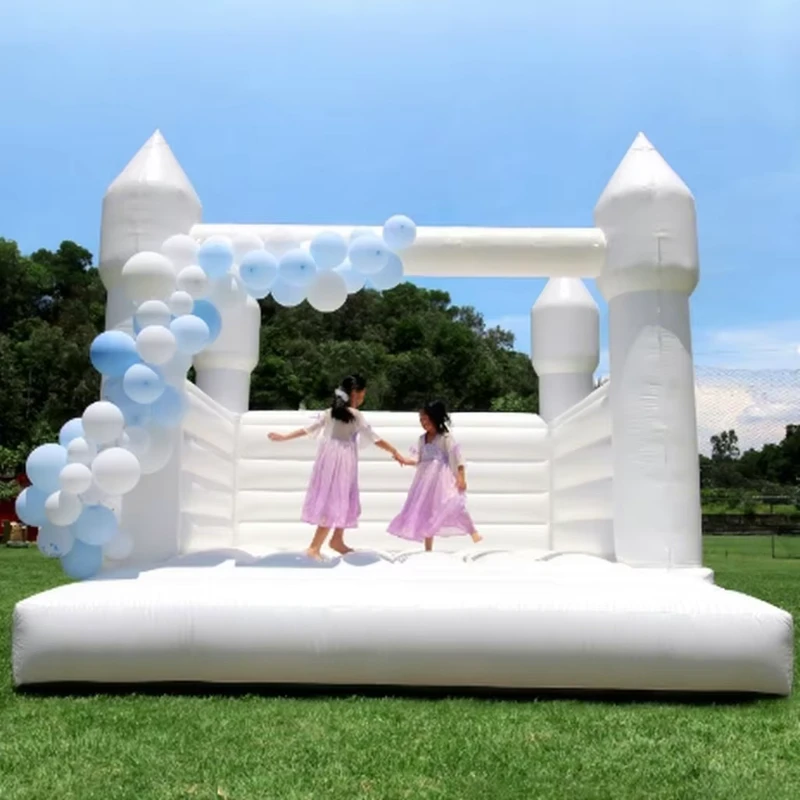 13×11.5x10FT Commercial Grade PVC Inflatable Bounce House White Bouncy Castle Jumping Castle for Birthday Party Wedding Events