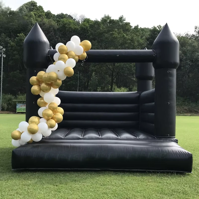 13x11.5x10FT 商業用屋外ブラックインフレータブルバウンスハウス 子供用ジャンピングキャッスル ブロワー付き