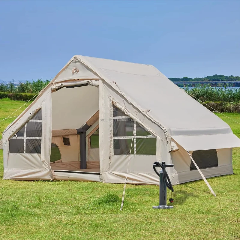 Tenda Camping Inflatable 13x9.8 Ft. Tahan Air Oxford PE Tarpaulin Tanpa Perakitan, Luas untuk 4-8 Orang, Tenda Kamar Jaring