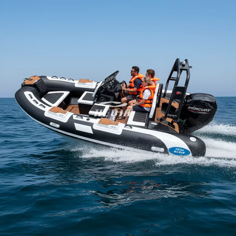 Perahu Inflatable Rigid Orca Hypalon dan PVC 14 Kaki 4.3 Meter Rib430 dengan Mesin Outboard