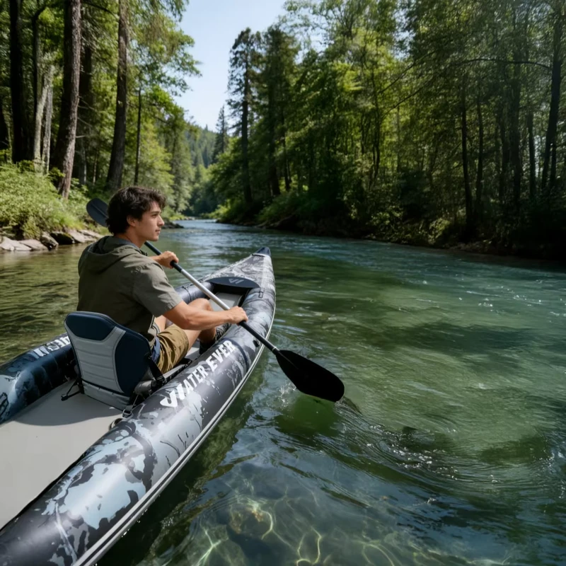 Kayak gonfiabile in PVC da 144" con 2 posti per uso in laghi e fiumi
