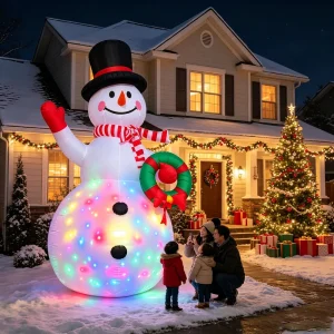 14FT Outdoor Yard Christmas Party Ornament Inflatable Snowman with Color LED Light Christmas Xmas Ornament