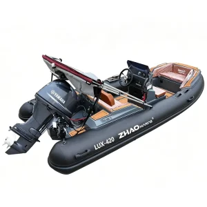 14ft 420 Inflatable RIB Boat Aluminum Hull CE Approved Pleasure Craft for Coastal Picnic and Fun