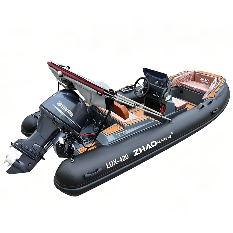 Barco RIB Inflable de 14 pies 420 Casco de aluminio Aprobado por CE Embarcación de placer para picnic y diversión costera