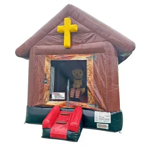 14ft Bounce House Commercial Church Wooden House Inflatable Bouncy Castle