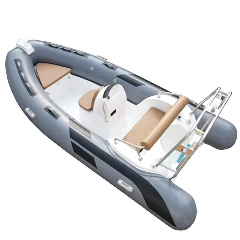Bateau de pêche à rames gonflable RIB 430, coque rigide en fibre de verre, modèle 14ft