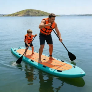 Tavola da paddle gonfiabile premium da 15' con PVC di grado militare a cucitura drop stitch, kit completo ISUP per 2 persone