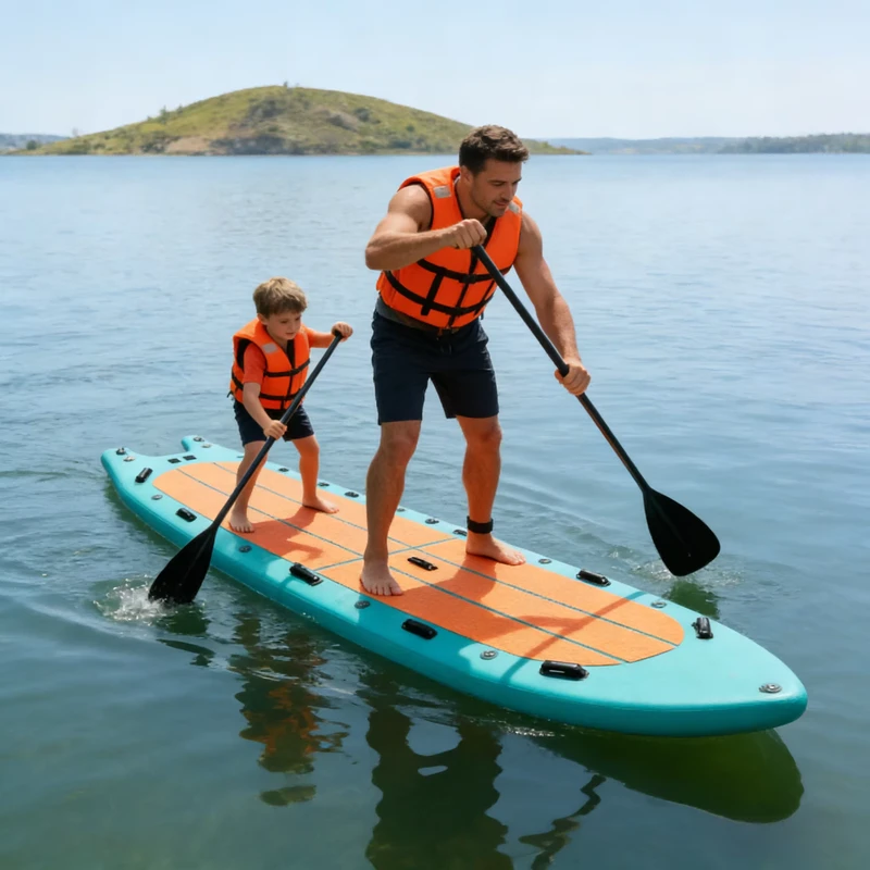 Tabla de Paddle Inflable Premium de 15' Todo Terreno con PVC de Grado Militar y Kit Completo ISUP para 2 Personas