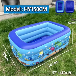 150cm Customized Full-Sized Family Inflatable Swimming Pool Outdoor Portable Thickened PVC Inflatable Pools for Kids and Adults
