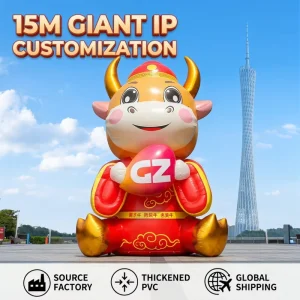 15M Inflatable Publicitario Giant Outdoor Advertising Inflatable Cow Model Cartoon for Outdoor Activities
