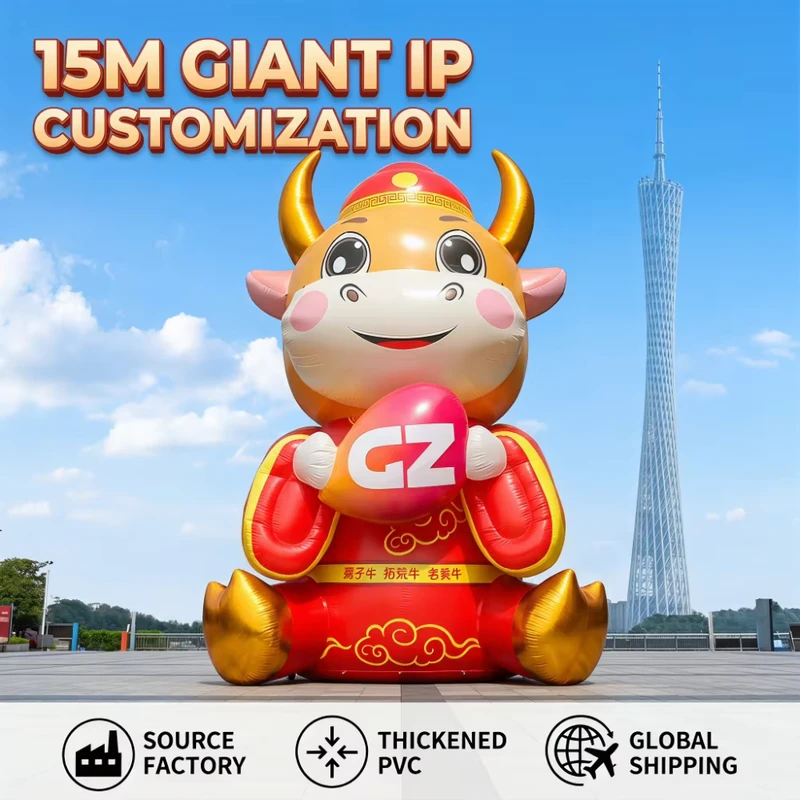 Géant gonflable publicitaire de 15M, modèle de vache en cartoon pour activités en extérieur