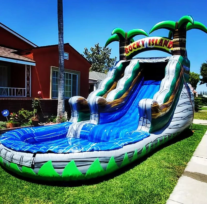 15OZ PVC Tropical Waves Waterslide Inflatable Pool Slide Tropical Water Slide for Yard