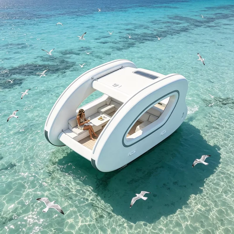 15 ft aufblasbare Luxus-Yacht 4,5 m kommerzielle Qualität, schwimmendes Partydeck für 8-10 Personen, Elektroboot für Resorts
