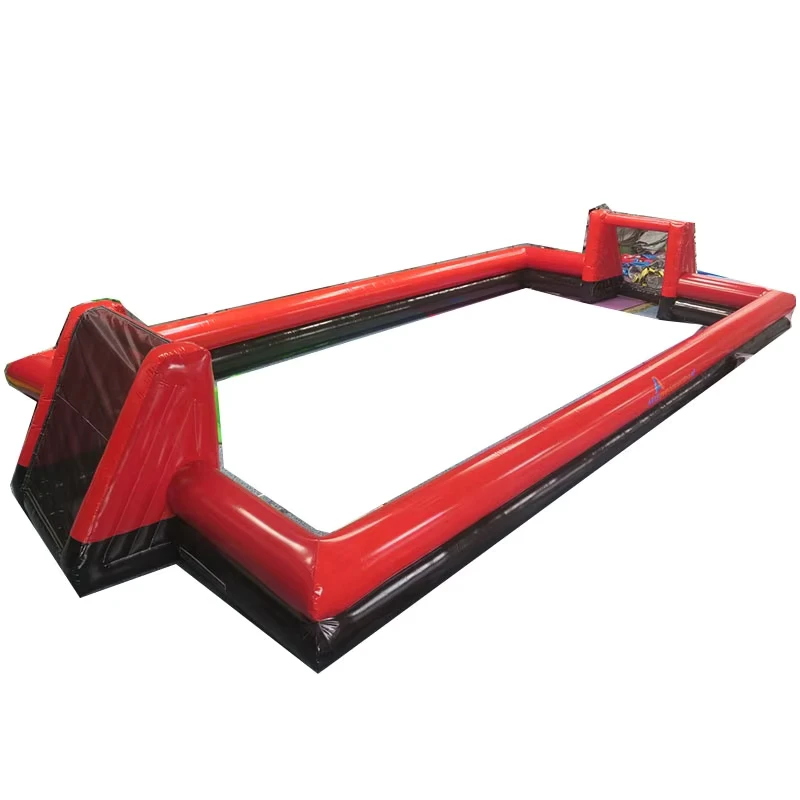 Campo de Fútbol Inflable Cuadrado Gigante de Color Negro y Rojo de 15x8m, Jaula de Panna Soccer