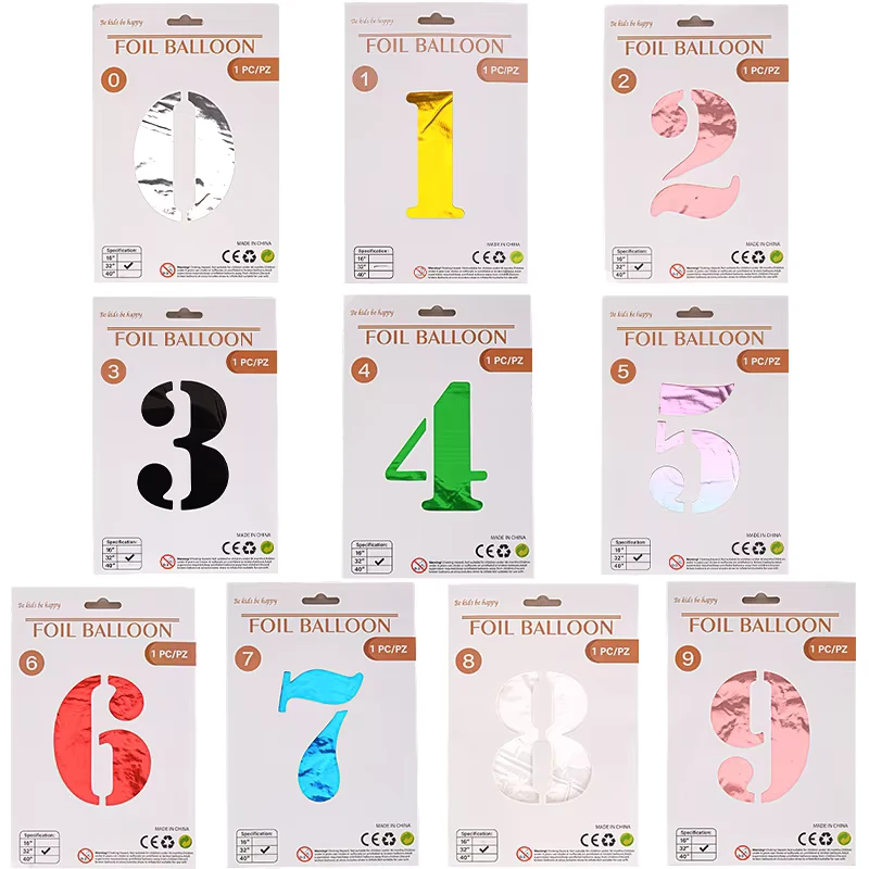 16 32 40 Inch 0-9 Foil Number Self Inflating Birthday Anniversary Baby Shower New Year Engagement Party Decorations Supplies