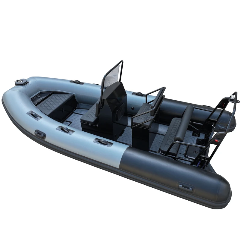 Iate RIB480 Sport de Alumínio de 4,8m de Alta Velocidade, RIBs Infláveis de PVC Rígido, Estáveis para Mergulho e Pesca