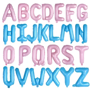 16 Inch Letter Parelpink Snoepblauw Lichtroze Oudroze Babyblauw A-Z Banner Feestdecoratie Aluminium Folie Letter Ballonnen