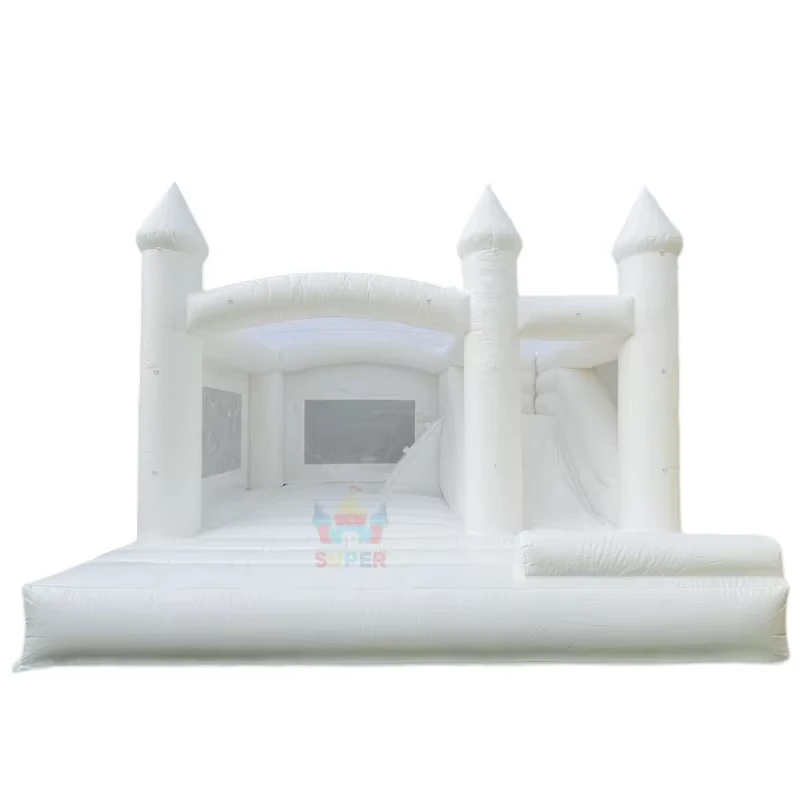 16,4x13FT Bounce House Combo PVC Putih Kelas Komersial untuk Pernikahan dan Pesta, Kastil Bouncy, Tempat Tidur Lompat, Seluncuran, Kolam Bola, Mudah