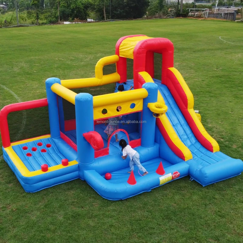 Casa de Saltos de PVC de Grau Comercial de 16FT, Casa de Saltos Inflável com Escorrega, Grande Casa de Saltos para Aluguer de Negócios de Festas 16x16x10ft