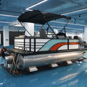 16ft Fiberglass Pontoon Boat with Electric Jet Drive System and Outboard Engine for Entertainment