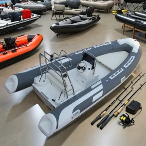 17-foot CE Certified Rigid Fiberglass Hull Inflatable RHIB 520 Fishing Yacht Inflatable Boat with Outboard Engine