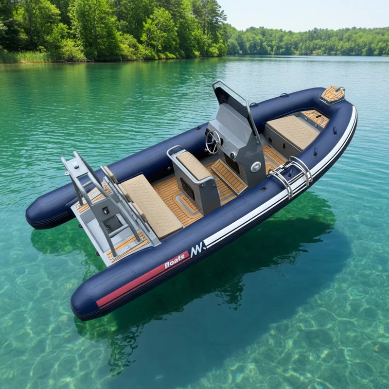 Barco Inflável de Alta Velocidade com Casco Deep-V em Alumínio de 17 pés RHIB 520 Hypalon PVC