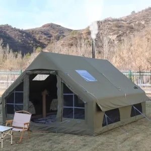 17.28m Large Luxury TC Cotton Fabric Inflatable Camping Tent Family Outdoor Camping 8-10 Person Camping Quick Set Up