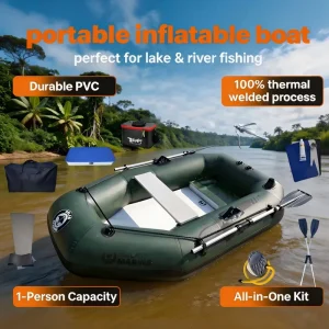 175 cm SOLAR MARINE Single Person Inflatable Pontoon Fishing Boat 1 Set with 12L Bucket Anchors Gift for Beginner