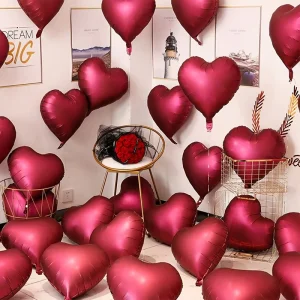 18 Inch Heart Shaped Foil Balloon 10 PCS Set Inflatable Romantic Party Decor for Wedding Valentine’s Day New Year Thanksgiving