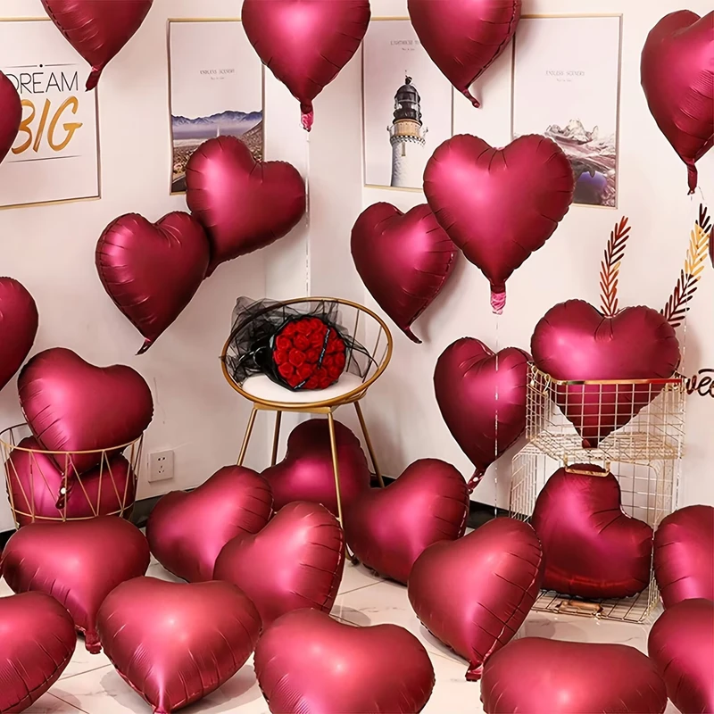 18 Inch Heart Shaped Foil Balloon 10 PCS Set Inflatable Romantic Party Decor for Wedding Valentine’s Day New Year Thanksgiving