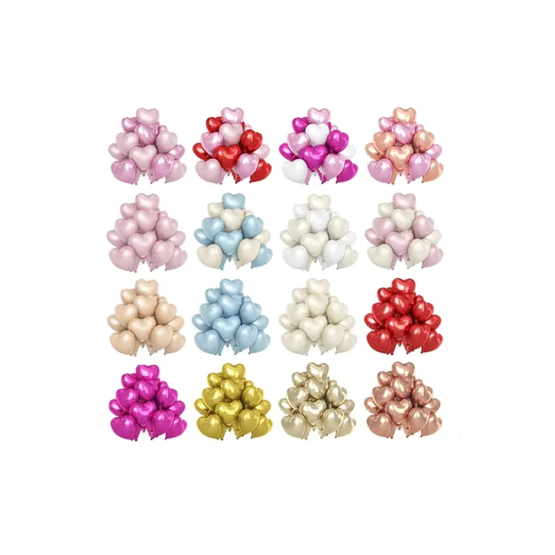 Conjunto de Balões de Alumínio em Forma de Coração de 18 Polegadas 12 PCS Balão Inflável de Hélio Durável Ecológico para Casamento Dia dos Namorados