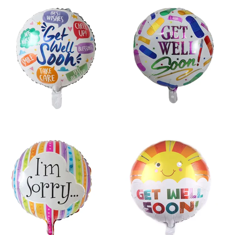 18 Zoll Runde Helium Globos Gute Besserung Folienballons Helium Aufblasbarer Ballon für Geburtstagsfeierbedarf