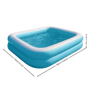 180*130*48cm Two-layer PVC Inflatable Ground Rectangle Swimming Pool Foldable for Home Outdoor Use Children Adults