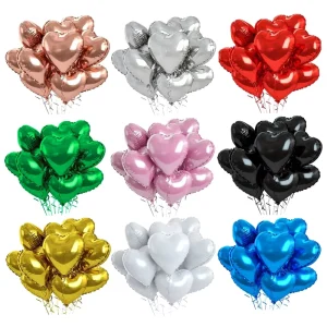 18Inch Heart Shaped Foil Balloons Wedding Valentine’s Day Bridal Shower Decoration Heart Love Inflatable Helium Balloons