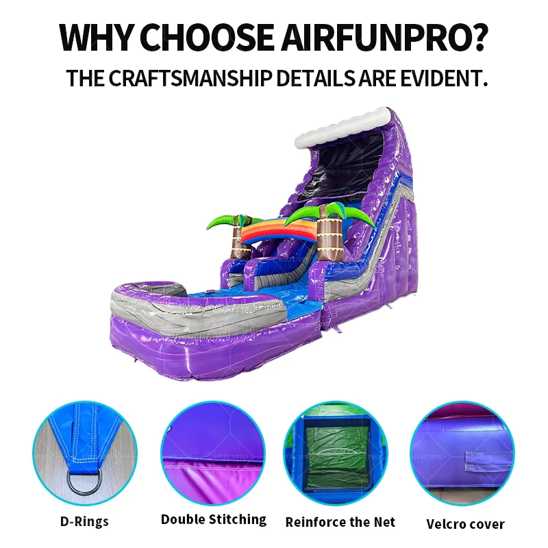 Seluncur Air Inflatable Marmer PVC Komersial 18ft Dua Jalur Mudah Dipasang untuk Acara Pesta Sewa Anak Dewasa