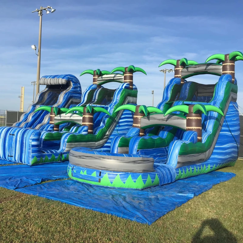 Cầu trượt nước bơm hơi Tropical Fiesta Breeze 18ft cho trẻ em và người lớn, cầu trượt bể bơi ngoài trời