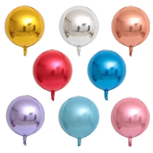 18inch Chrome Metal 4D Round Aluminum Foil Balloons Helium Inflatable Balloon Wedding Decoration