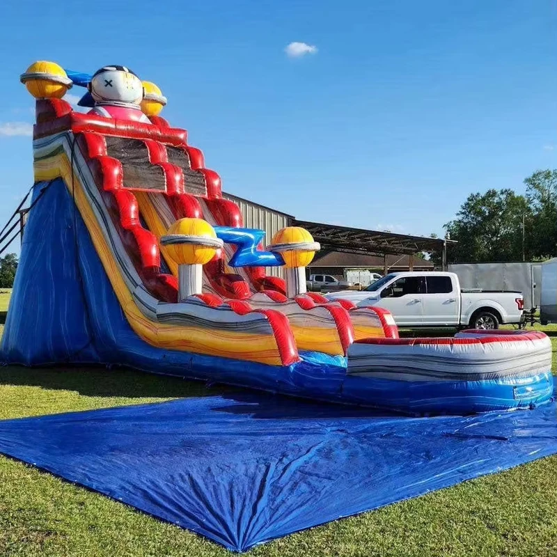 Toboggan aquatique gonflable géant de 19 pieds, aventure spatiale astronaute pour adultes
