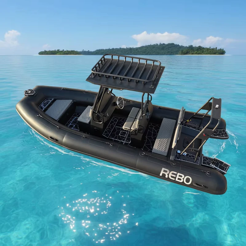 เรือ RHIB อลูมิเนียมแข็ง 19 ฟุต พร้อมคายัคเป่าลม Hypalon/PVC (พร้อมเครื่องยนต์)