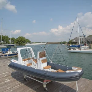 19 Foot RIB Boat with Fiberglass Hull, Hypalon/PVC Deep V Diving Kayak CE Certified for 12 People, Speed Patrol Boat with Ribs