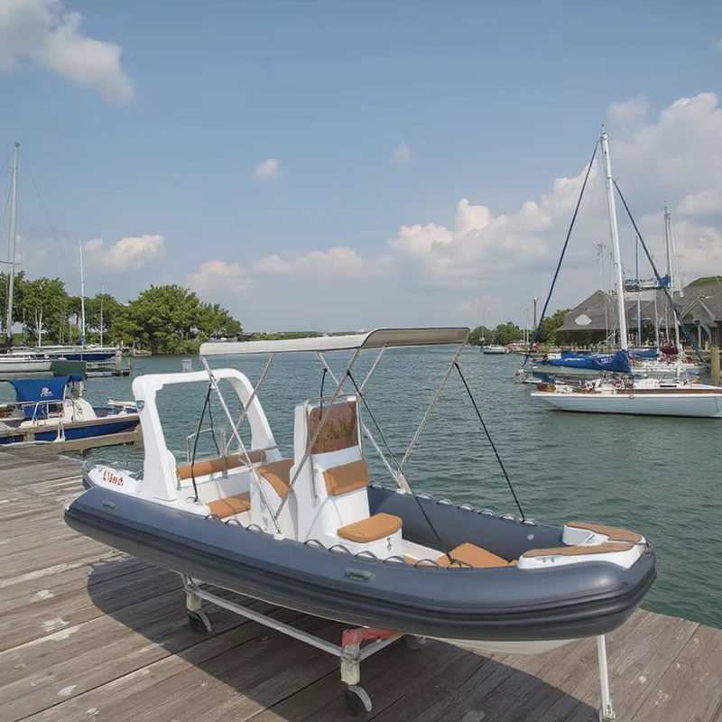 Barca RIB da 19 piedi con Scafo in Fibra di Vetro, Kayak da Immersione in Hypalon/PVC a V Profondo CE Certificato per 12 Persone, Barca di Pattugliamento Veloce con RIB