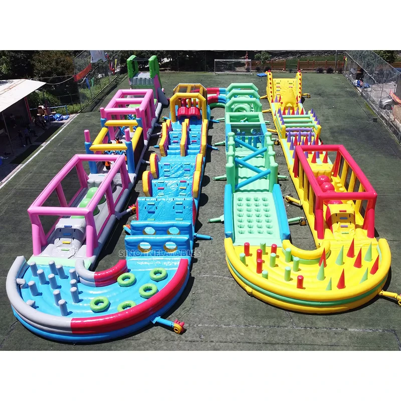 Percurso de Obstáculos Inflável Grande de 190m para Adultos para Boot Camp Parque Inflável