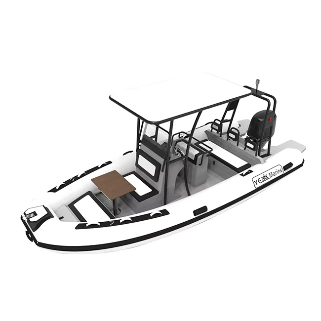19 Foot Rigid Inflatable Kayak with Aluminum Hull and Hypalon Tubes, 580, Sun Shade Cover