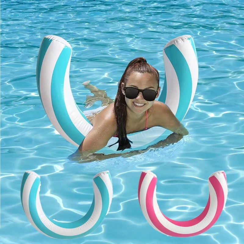 1pc Flotador Inflable en Forma de U de PVC para Piscina, Palo de Flotación a Rayas, Balsa Flotante para Adultos
