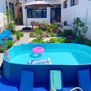 1s Instant Setup Stable Triangular Support 1.6m Thickened PVC Space Saving Indoor Foldable Swimming Pool