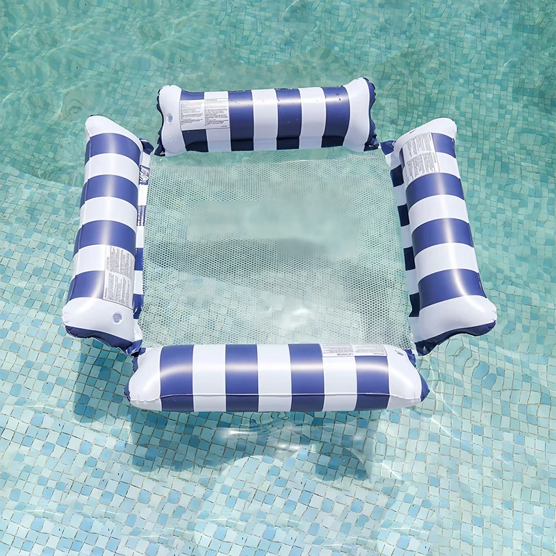 2/3/4-Tube Striped Eco-Friendly PVC Adult Hammock Inflatable Pool Float Lounger Mesh Netting Water Lounge Chair 48×48″ 100kg