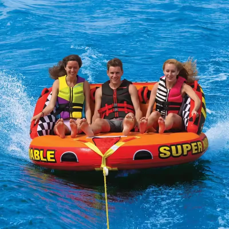 Tubo Inflável para Esqui Aquático para 2 a 3 Pessoas, Corda de Deslocamento, para Resort Barco Inflável Voador