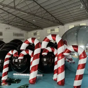 2 4m Red & White Giant Indoor Outdoor Christmas Balloon Decoration Mirror Candy Cane Advertising Inflatables