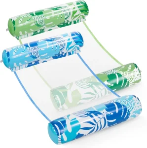 2 Pack Tropical Leaf Inflatable Pool Hammock Floats 4-in-1 Adult Water Lounge Float for Resort & Outdoor Pool Use